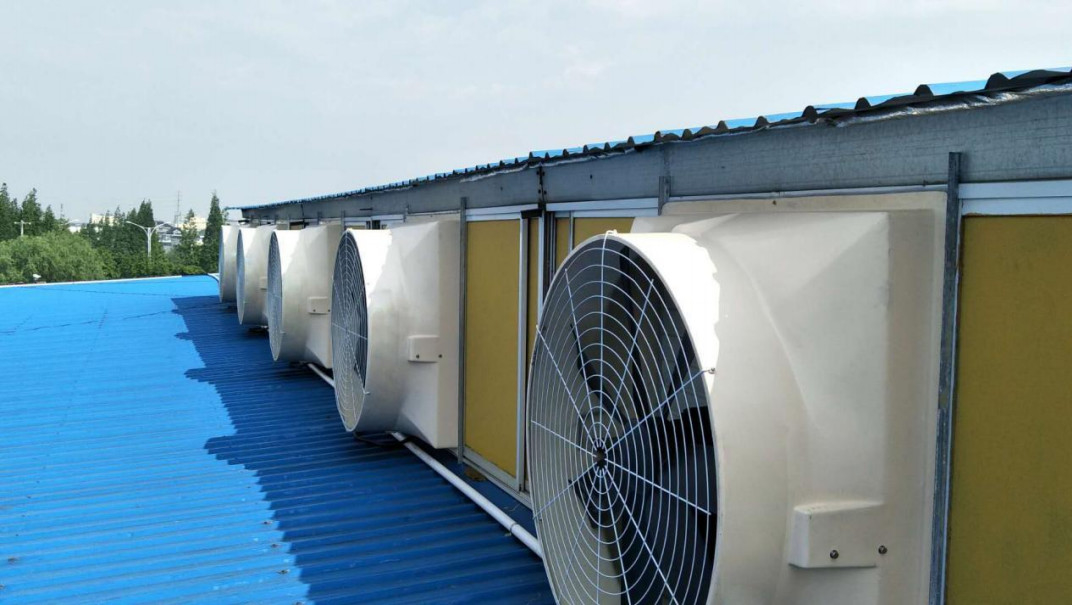 فن های خروجی صنعتی سبک مدرن برای خنک کردن مرغ 6.2m / s سرعت باد